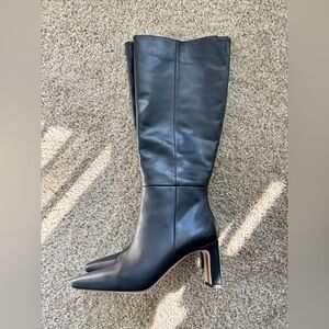 Sylvia Black Leather Wide Calf Knee High Boot - Sam Edelman NWOB